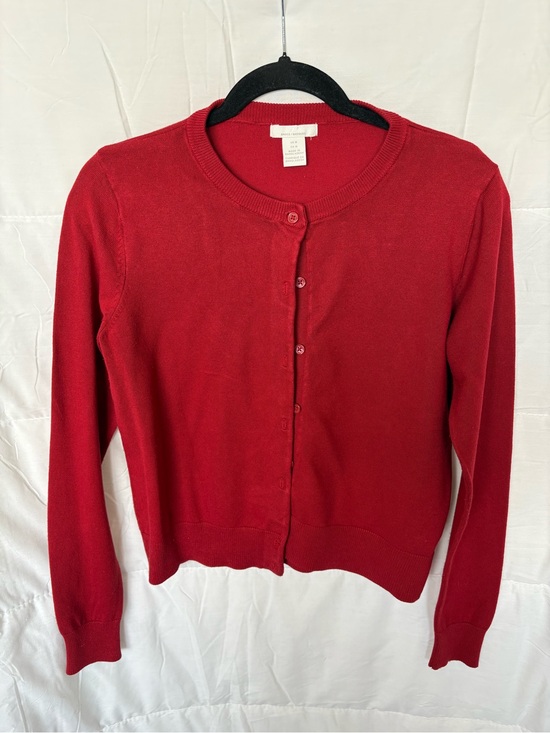 Asics Sweaters - Classic Women's Red Button-Up Cardigan Sweater - H&M Size M.